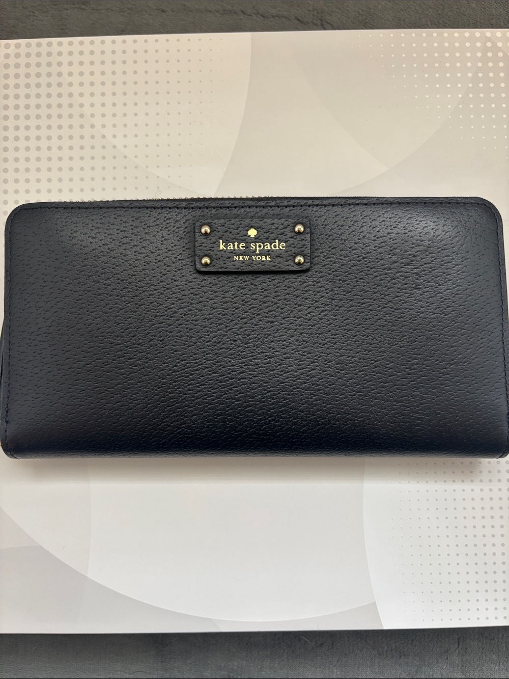 kate spade Black Leather Continental Zip Wallet